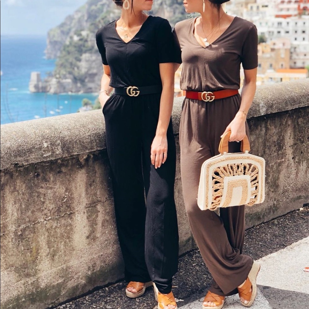 Olive green jumpsuit with pockets